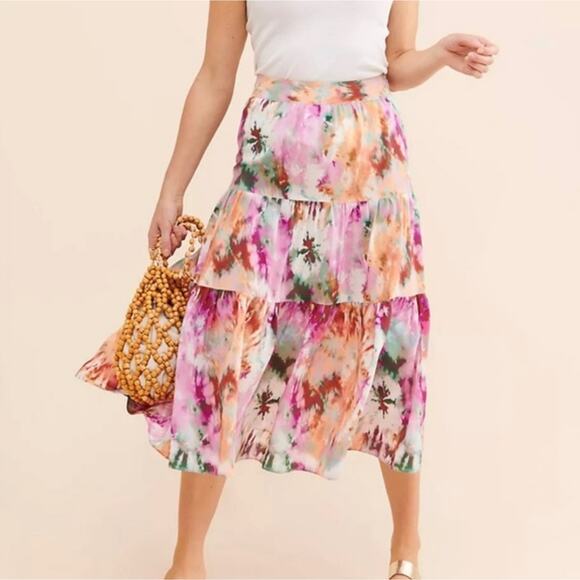 NWT Free People Kachel Tie Dye Tiered Maxi Skirt - Picture 1 of 12